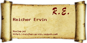 Reicher Ervin névjegykártya
